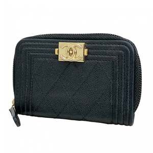 CHANEL Black Caviar Leather Wallet